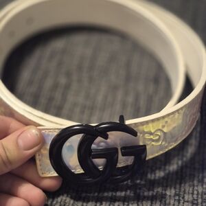 Gucci Iridescent Belt with Black GG Buckle